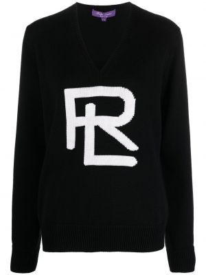 Пуловер с v-образно деколте Ralph Lauren Collection черно