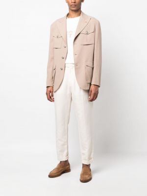 Plisované bavlněné kalhoty Brunello Cucinelli bílé