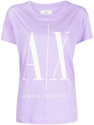 Trykt bomull t-skjorte Armani Exchange lilla