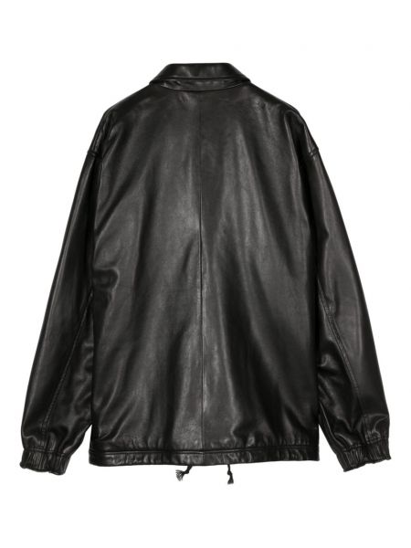 Veste de cuir avec applique Undercover noir