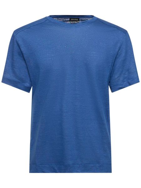 Camiseta de lino de tela jersey Zegna azul