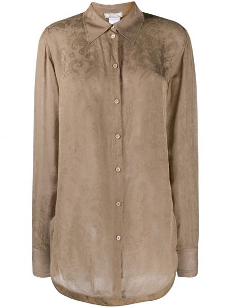 Рубашка удлиненная жаккардовая с узором Nina Ricci, коричневая
