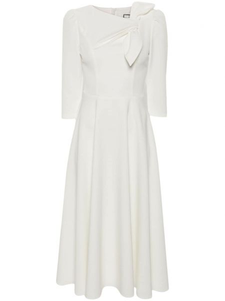 Sukienka koktajlowa z kokardką z krepy Nissa biała