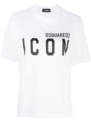 Памучна тениска с принт Dsquared2 бяло