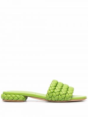 Pletené kožené sandály Gianvito Rossi zelené
