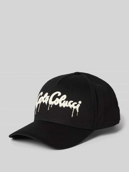 Czarna czapka z daszkiem z nadrukiem Carlo Colucci