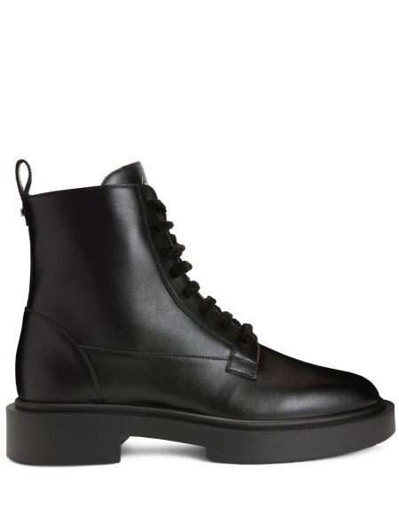 Krajkové kožené šněrovací kotníkové boty Giuseppe Zanotti černé