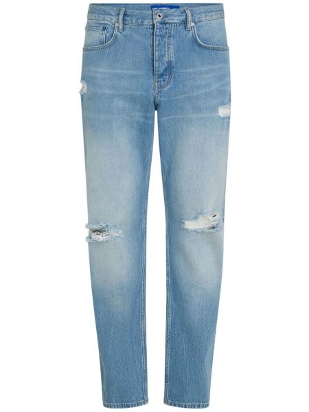 Rebitud kitsa lõikega teksapüksid Karl Lagerfeld Jeans sinine