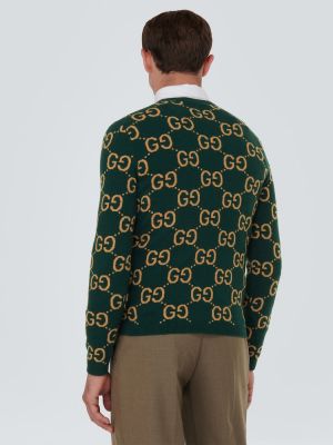 Volneni pulover iz žakarda Gucci zelena