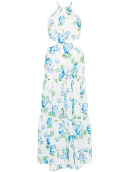 Pamučna haljina s cvjetnim printom s printom Mc2 Saint Barth bijela