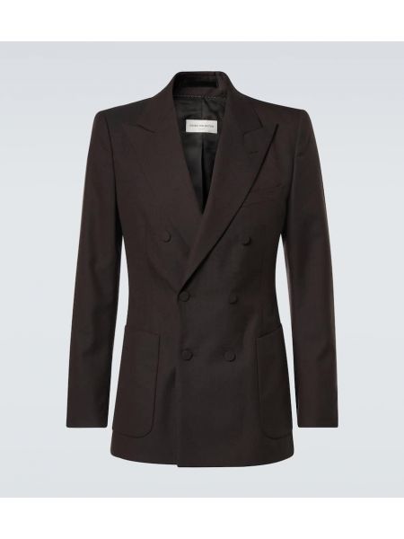 Yün kruvaze blazer Dries Van Noten kahverengi