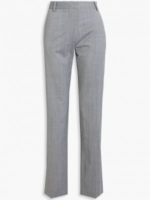 Меланжевые шерстяные прямые брюки Victoria Beckham серые