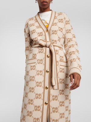 Cárdigan de lana de tejido jacquard Gucci beige