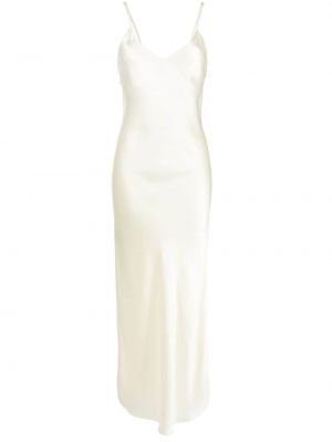Сатенена макси рокля с v-образно деколте Forte_forte бяло