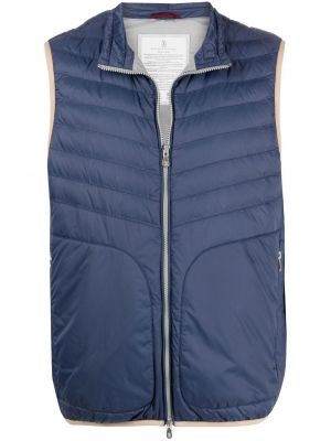Prešívaná vesta na zips Brunello Cucinelli modrá