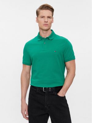 Поло тениска с копчета Tommy Hilfiger зелено