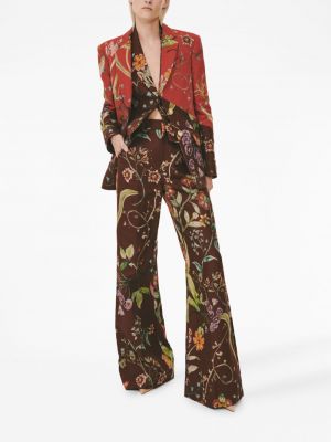 Pantalon taille haute en lin à fleurs Rosie Assoulin rouge