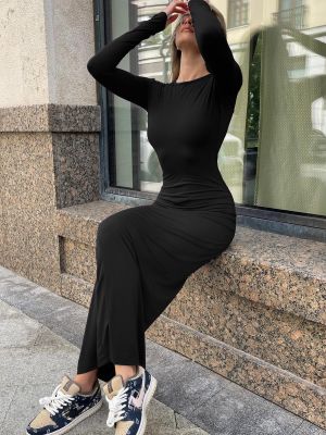 Μακρυμάνικη μάξι φόρεμα Madmext μαύρο