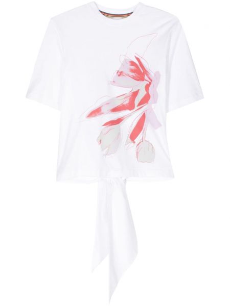 Majica s cvetličnim vzorcem s potiskom Paul Smith bela
