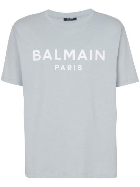 T-shirt aus baumwoll mit print Balmain grau