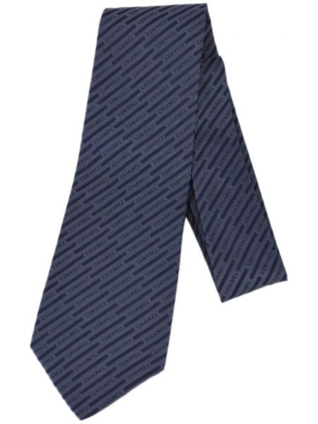 Žakárová hodvábna kravata Chanel Pre-owned modrá