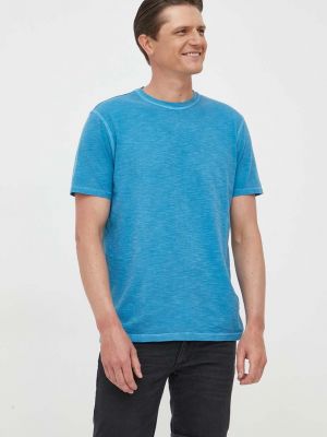 Меланж памучна тениска с дълъг ръкав с принт United Colors Of Benetton синьо