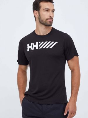 Тениска с дълъг ръкав с принт Helly Hansen черно