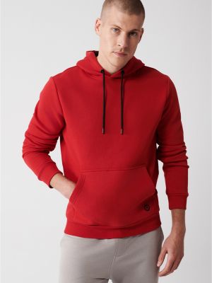 Pamučna hoodie s kapuljačom od flisa Avva crvena
