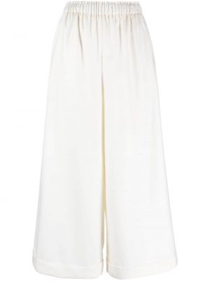 Μάλλινο παντελόνι σε φαρδιά γραμμή Daniela Gregis λευκό
