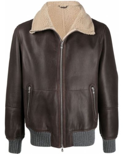 Chaqueta de cuero Brunello Cucinelli marrón