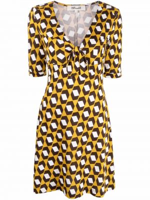 Vestido de punto con estampado geométrico Dvf Diane Von Furstenberg amarillo