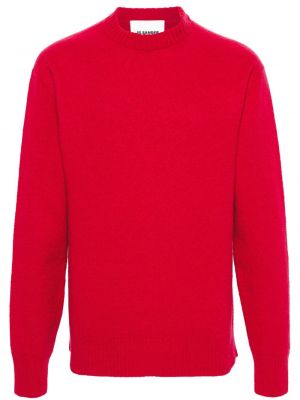 Sweter wełniany z okrągłym dekoltem Jil Sander różowy