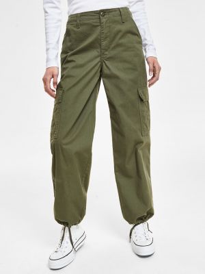 Хлопковые брюки карго с высокой талией Levi’s® зеленые