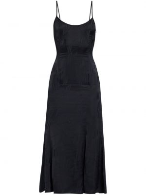 Жакардова сатенена миди рокля The Attico черно
