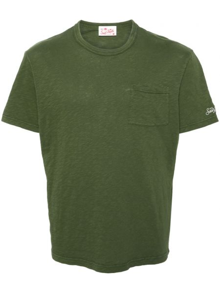 Kokvilnas t-krekls ar izšuvumiem Mc2 Saint Barth zaļš