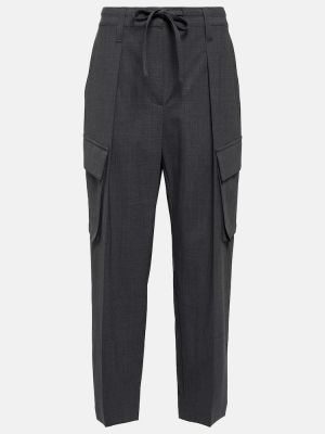 Pantalon en laine slim Brunello Cucinelli gris
