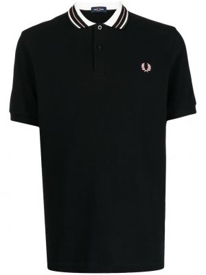 Brodert poloskjorte Fred Perry svart