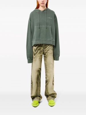 Medvilninis siuvinėtas džemperis su gobtuvu Camperlab žalia