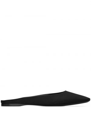 Papuci de casă de mătase din crep Saint Laurent negru
