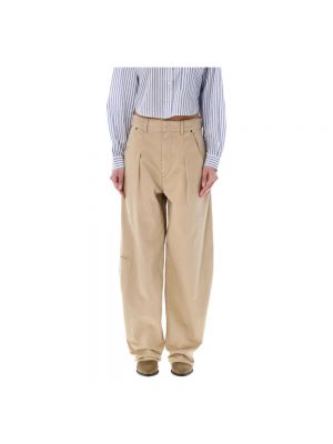 Spodnie bawełniane Isabel Marant beżowe