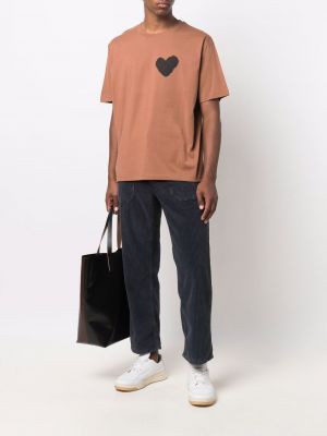 Camiseta con estampado con corazón Haikure marrón