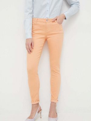 Morgan pantaloni femei, culoarea portocaliu, mulata, high waist