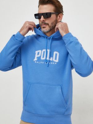 Суичър с качулка с апликация Polo Ralph Lauren синьо