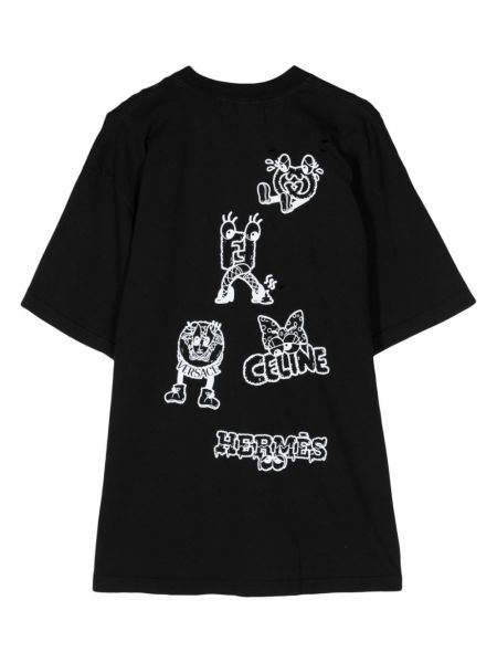 Bavlněné tričko s potiskem Domrebel černé