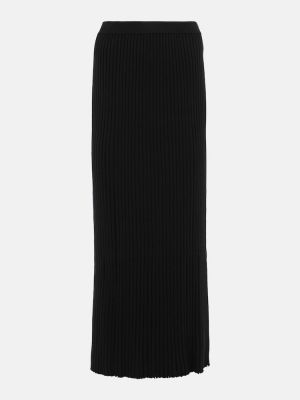 Hodvábna vlnená midi sukňa Gabriela Hearst čierna