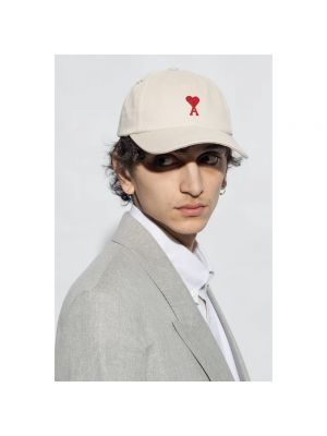 Cappello con visiera di cotone Ami Paris bianco