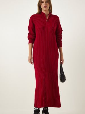 Dlouhé šaty na zip Happiness İstanbul červené