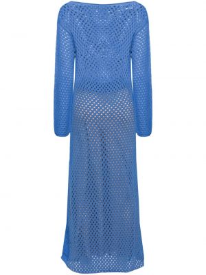 Bombažna dolga obleka Semicouture modra