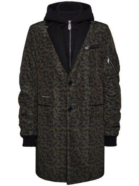 Langer mantel mit camouflage-print Philipp Plein