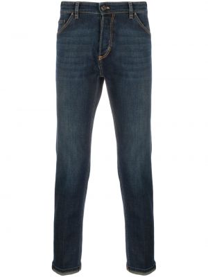 Puuvillased madala vöökohaga kitsa lõikega teksapüksid Pt Torino sinine